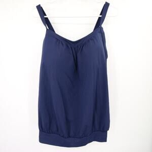 Lands' End Navy Blue Bubble Style Swim Tankini Top Size 14DDD NWOT